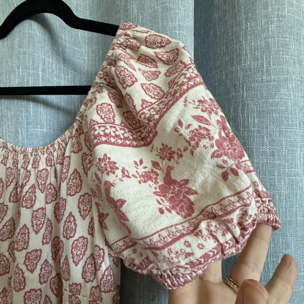 Sim & Sam Pink Floral Paisley Smocked Maxi Dress Women Size XL Puff Sleeve Boho - Picture 5 of 15